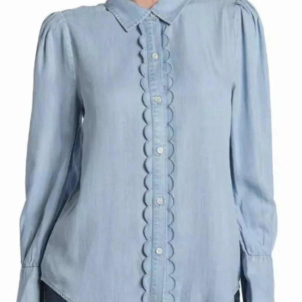 FRAME Scallop Trim Denim Shirt - Picture 10 of 10
